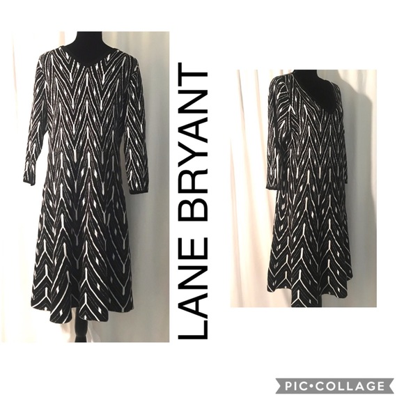 LANE BRYANT B&W Pullover Sweater Dress Sz 18/20 - Picture 2 of 3